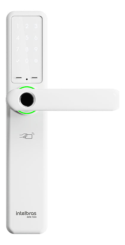 Fechadura Digital De Embutir Com Maçaneta Intelbras Mfr 7000 Branca