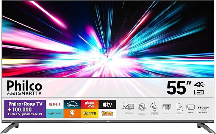 Smart Tv 55 Philco 4k Uhd Led Roku Tv Dolby Audio P55cra
