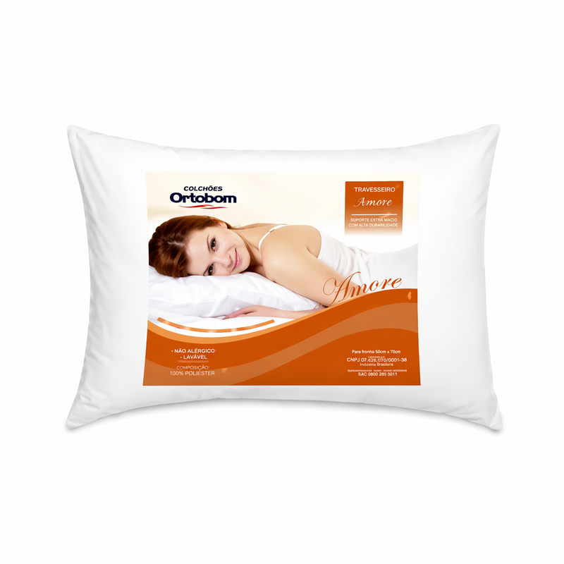 Travesseiro Amore Ortobom 50x70 com Fibra Siliconizada