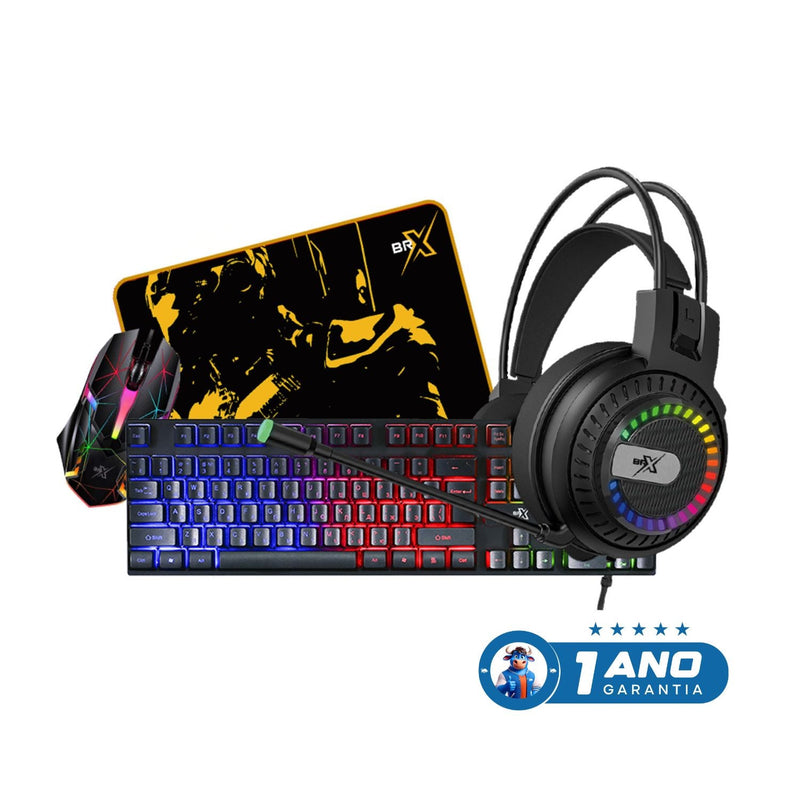 Kit Gamer RGB BRX CB-G059 - Teclado, Mouse, Headset e Mousepad RGB