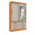 Guarda-Roupa Solteiro Buriti 2 Portas 6 Gavetas com Espelho Novo Horizonte