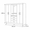 Guarda-Roupa Solteiro 4 Portas com Espelho 3 Gavetas Capri Moval