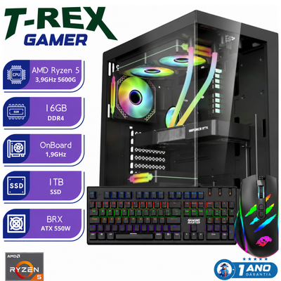 PC Gamer T-REX Ryzen 5 5600G 16GB SSD NVMe 1TB Vídeo Integrado