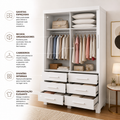 Guarda-Roupa Solteiro Buriti 2 Portas 6 Gavetas com Espelho Novo Horizonte