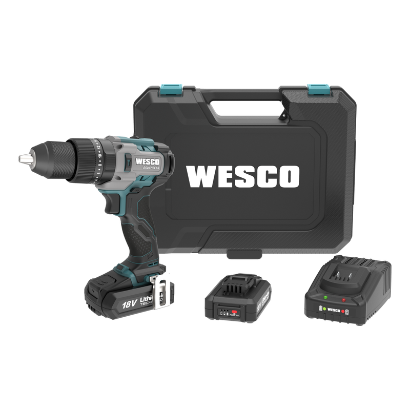 Furadeira de Impacto Brushless 18V 13mm Wesco com 2 Baterias e Maleta