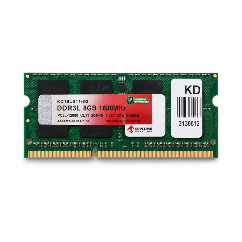 Memória RAM Notebook DDR3L 8GB 1600MHz PC3L-12800 204 Pinos 1.35V SODIMM Gepluma KD16LS11/8G
