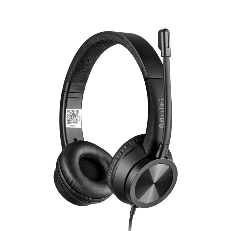 Headset com Fio Multi HF1100 USB USB-C Driver 40mm Controle de Volume Preto PH501