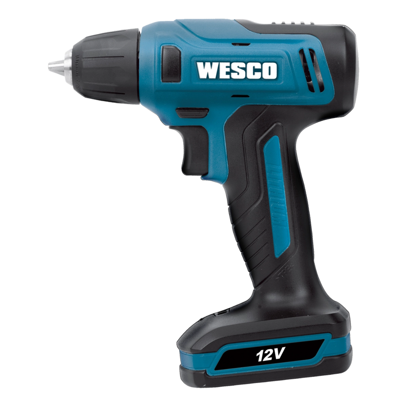 Parafusadeira Furadeira 12V 10mm Wesco a Bateria com Kit de Bits