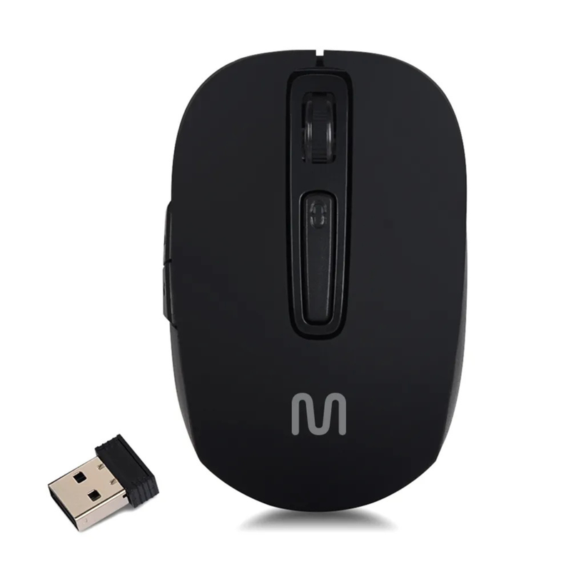 Mouse Sem Fio Recarregável Multi MS2500 USB 1600 DPI Ajustável 6 Botões Compacto Preto
