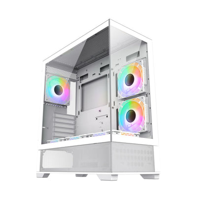 Gabinete Gamer Gamemax Vista AW Branco Mid Tower Com Vidro E Airflow