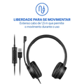 Headset com Fio Multi HF1100 USB USB-C Driver 40mm Controle de Volume Preto PH501