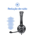 Headset com Fio Multi HF600 P3 USB Microfone Ajustável Redução de Ruído Preto PH427
