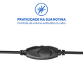 Headset com Fio Multi HF250 P3 USB Cabo 150cm Controle de Volume Integrado Preto PH467