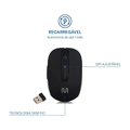 Mouse Sem Fio Recarregável Multi MS2500 USB 1600 DPI Ajustável 6 Botões Compacto Preto