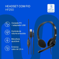 Headset com Fio Multi HF250 P3 USB Cabo 150cm Controle de Volume Integrado Preto PH467