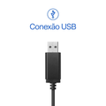 Headset com Fio Multi HF600 P3 USB Microfone Ajustável Redução de Ruído Preto PH427