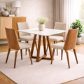 Conjunto Mesa de Jantar 1,15m com Vidro Bennet com 4 Cadeiras Dakota