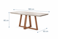 Mesa de Jantar Bennett 1,80m com Vidro Província para 6 Lugares