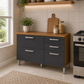 Balcão de Cozinha Princesa 120cm 2 Portas 3 Gavetas com Tampo Nesher