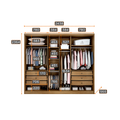 Guarda-Roupa Rizon Glass 6 Portas 6 Gavetas com Espelho, Pés e LED Novo Horizonte