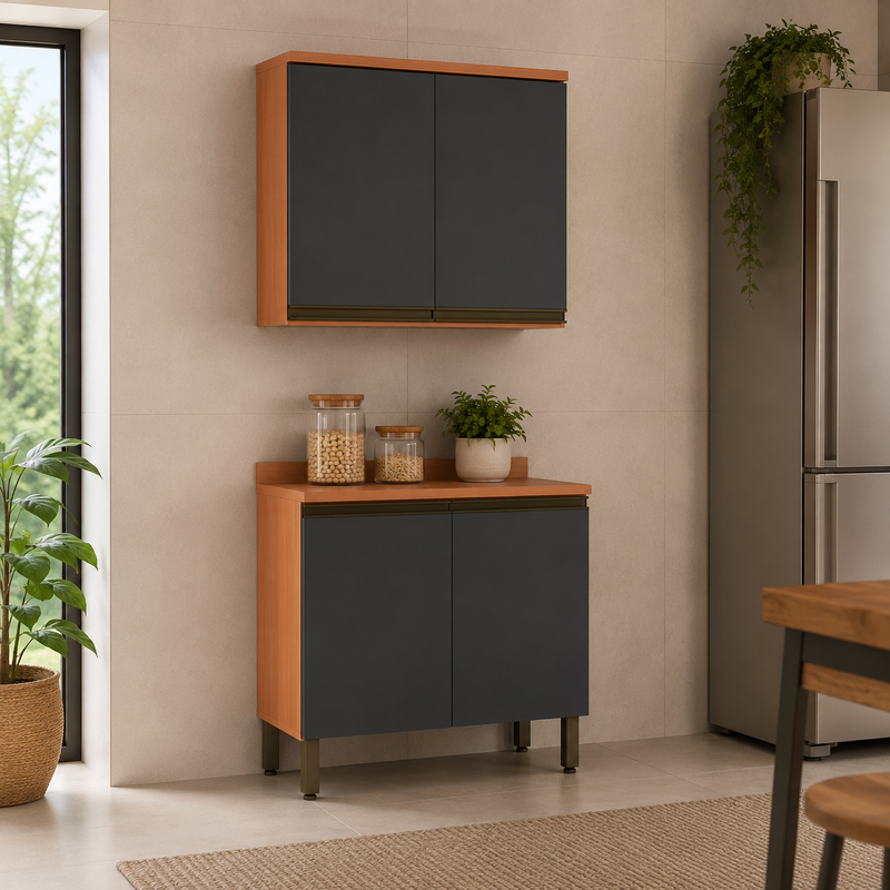 Cozinha Compacta Macadâmia 80cm 4 Portas Telasul