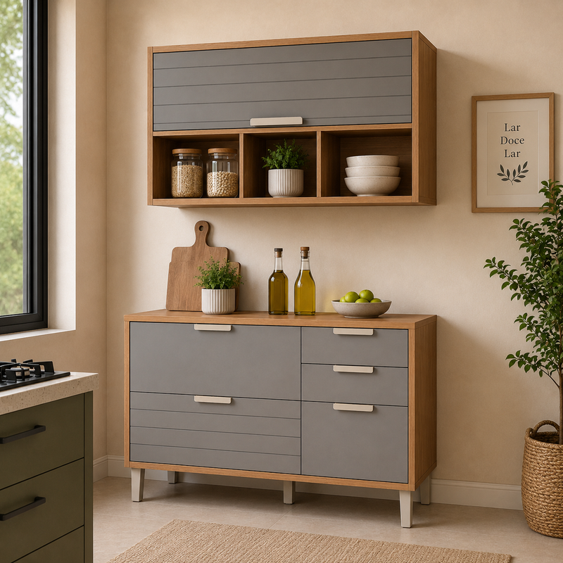 Cozinha Modulada Eloise 2 Peças 2 Portas 4 Gavetas  MGM