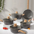 Conjunto De Panelas 5 Peças Marble Edition - Dark Grey