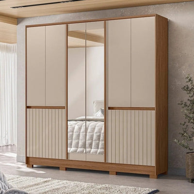 Guarda-Roupa Casal Alasca 10 Portas com Espelho Moval