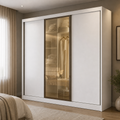 Guarda-Roupa Casal Diamond Glass 3 Portas 6 Gavetas e SEM LED Novo Horizonte