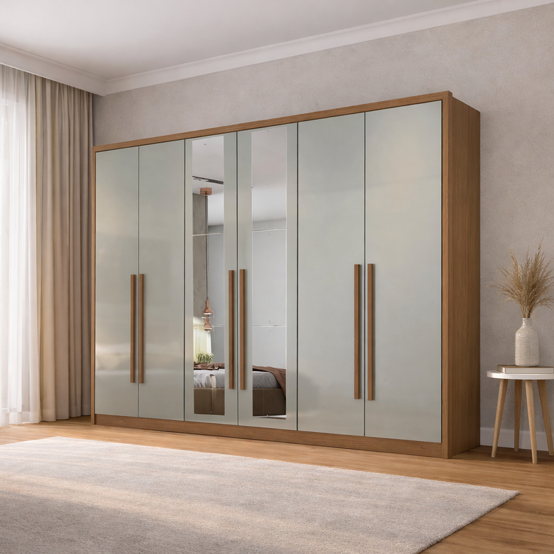Guarda-Roupa Casal Robust com Espelho 6 Portas 6 Gavetas Novo Horizonte