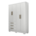 Guarda-Roupa Solteiro Encant 4 Portas 3 Gavetas com Pés Novo Horizonte
