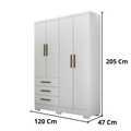 Guarda-Roupa Solteiro Encant 4 Portas 3 Gavetas com Pés Novo Horizonte