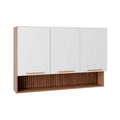 Armário Aéreo Avelã 120cm 3 Portas com Nicho Telasul