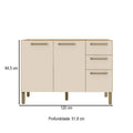 Balcão de Cozinha 120cm 2 Portas 3 Gavetas Versalhes Kits Paraná