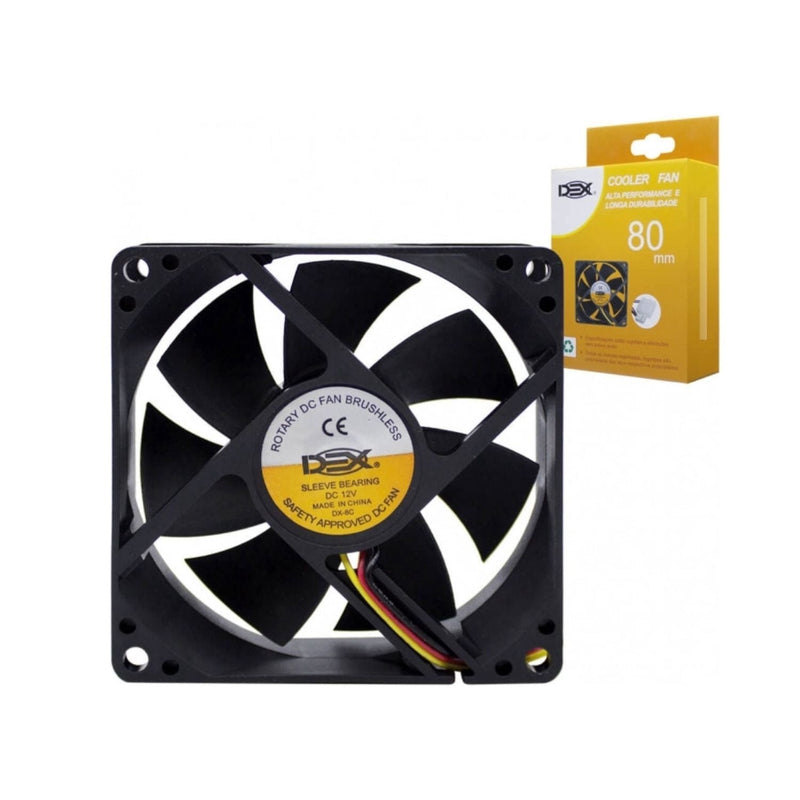 Cooler 80mm Dex para Gabinete com 2 Plugues 12V