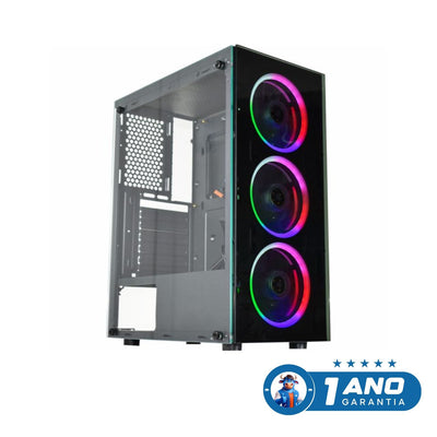 Gabinete Gamer Divinus Multicolor CG-AL10 ATX Vidro Temperado Com 3 Fans