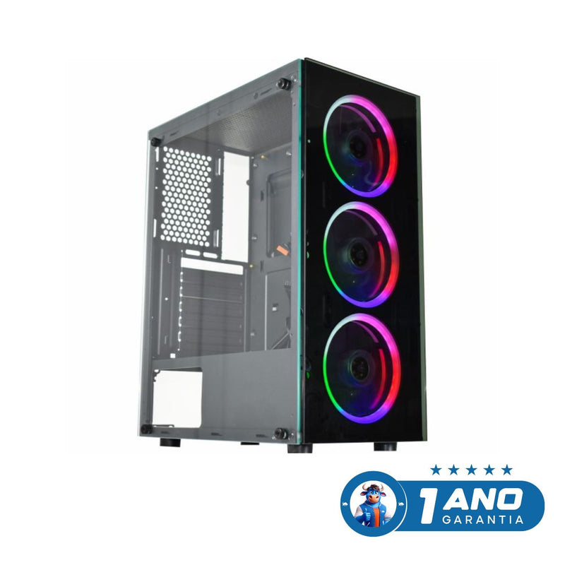 Gabinete Gamer Divinus Multicolor CG-AL10 ATX Vidro Temperado Com 3 Fans