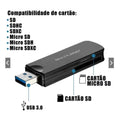 LEITOR DE CARTÃO DE MEMÓRIA SD PORTÁTIL USB 3.0 PRETO