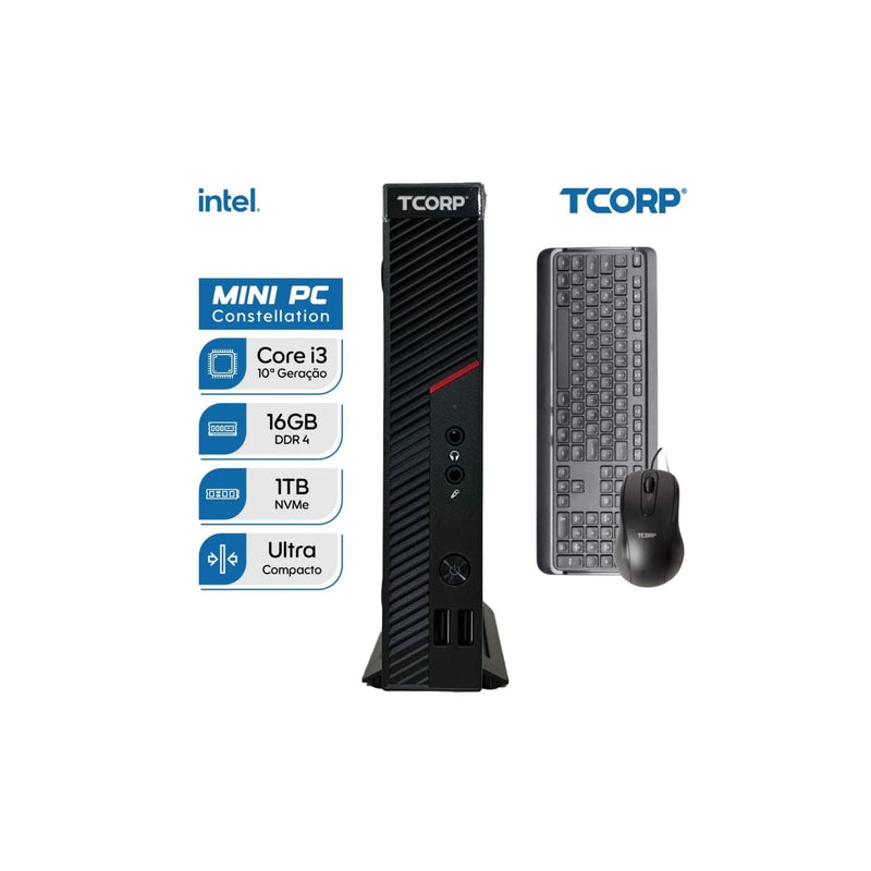 Mini PC TCorp Constellation TC300MP - Core i3 10ª Geração, 16GB DDR4, 1TB NVMe