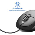 MOUSE COM FIO MF100 USB 1200DPI 3 BOT SLIM PT