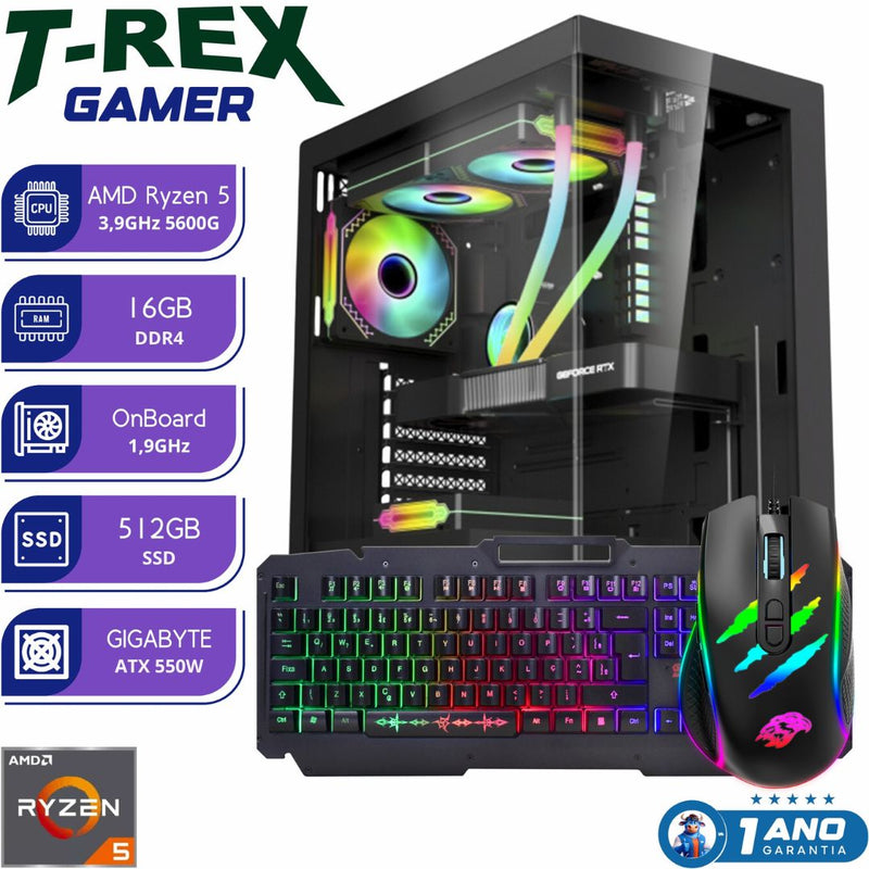 PC Gamer T-REX TC500 Ryzen 5 5600G 16GB SSD 512GB Vídeo Integrado