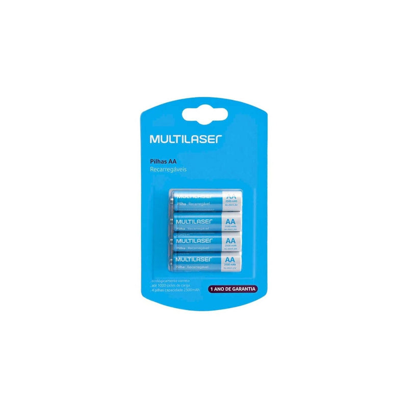PILHAS RECARREGAVEIS AA (2500MAH) - 4 UNIDADES